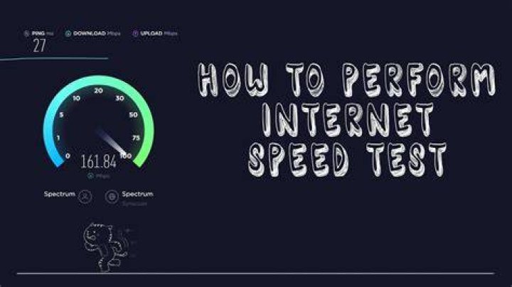 Internet speed test on computer screen